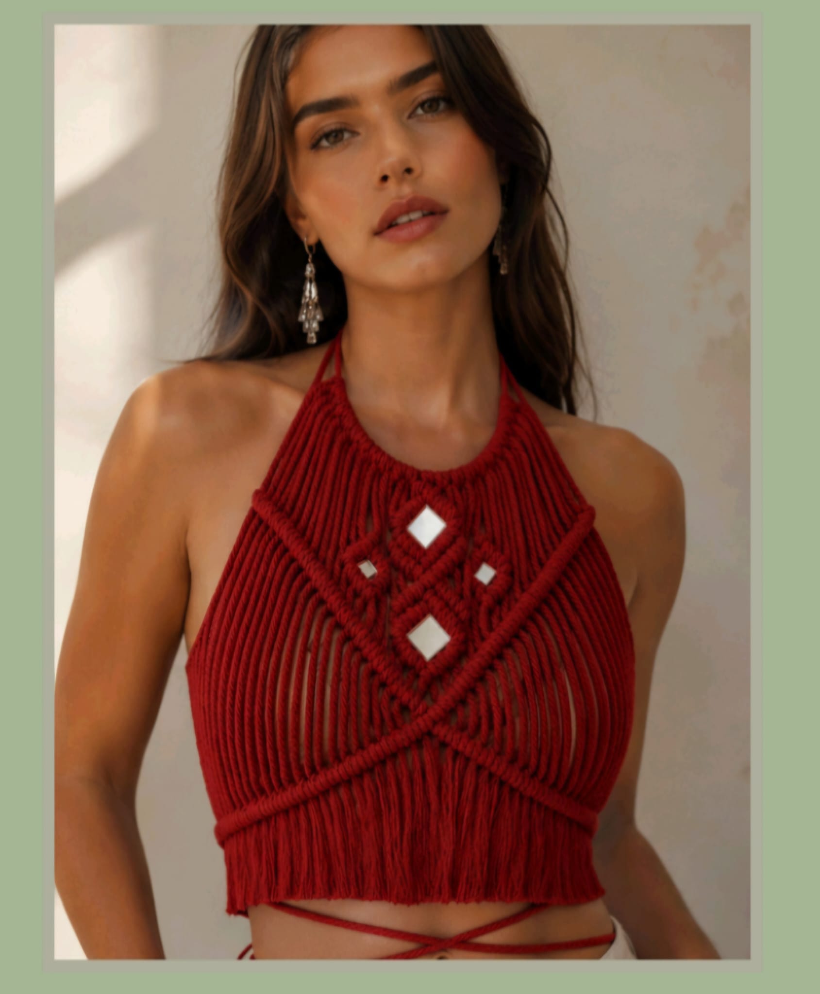 Top in Macramé rosso